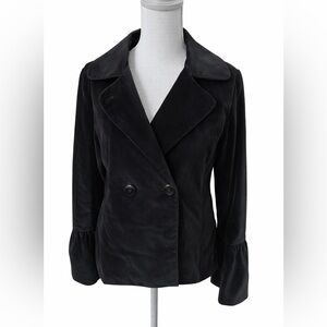 Maestro Black Velvet Bell Sleeve Double-Breasted Blazer Jacket XL